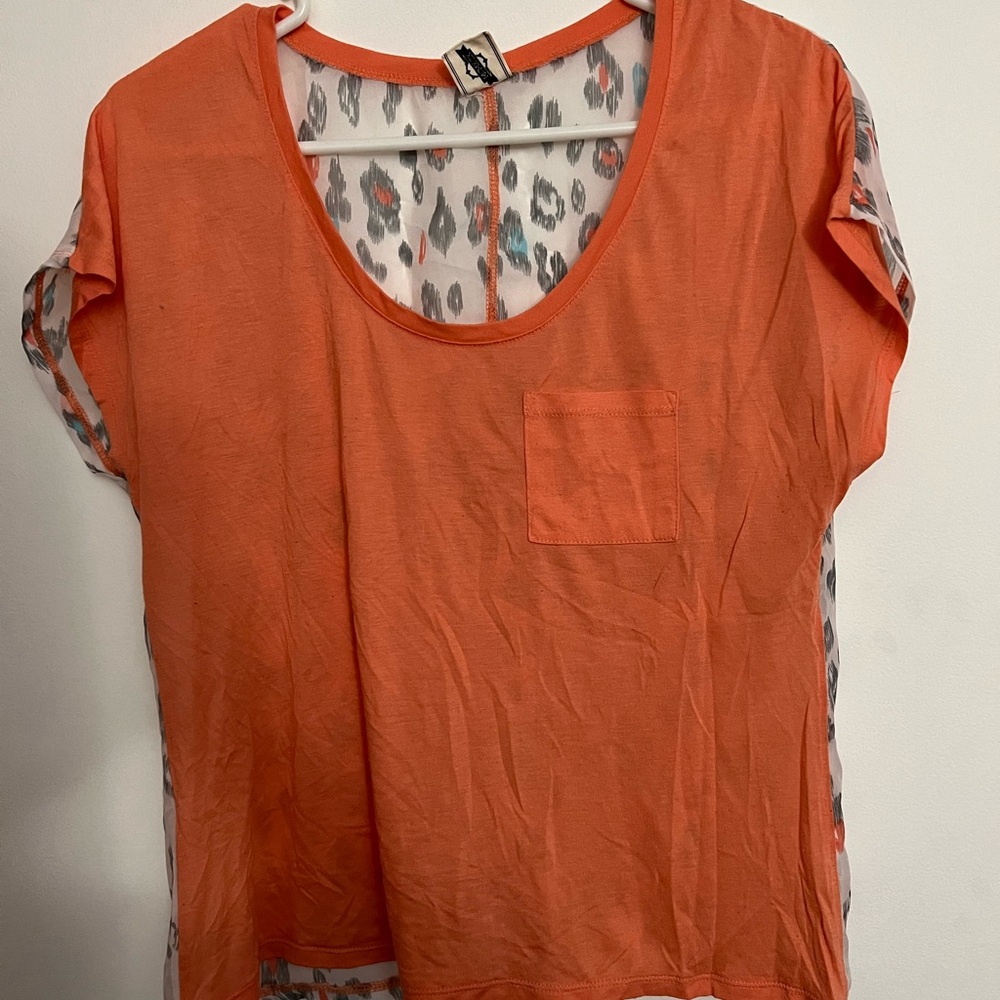 Orange Women's Top with Pocket Detail